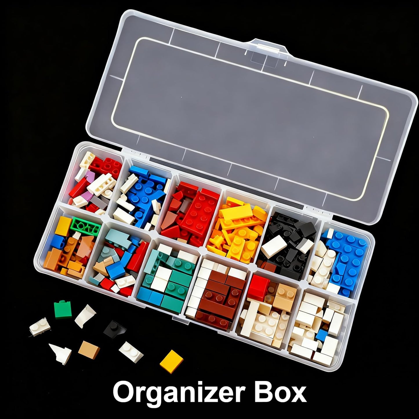 DUOFIRE Clear Plastic Bead Organizer Container Storage Box Adjustable Dividers Removable Grid Compartment for Jewelry Beads Earring Container Tool Fishing Hook Small Accessories(12 Grids)