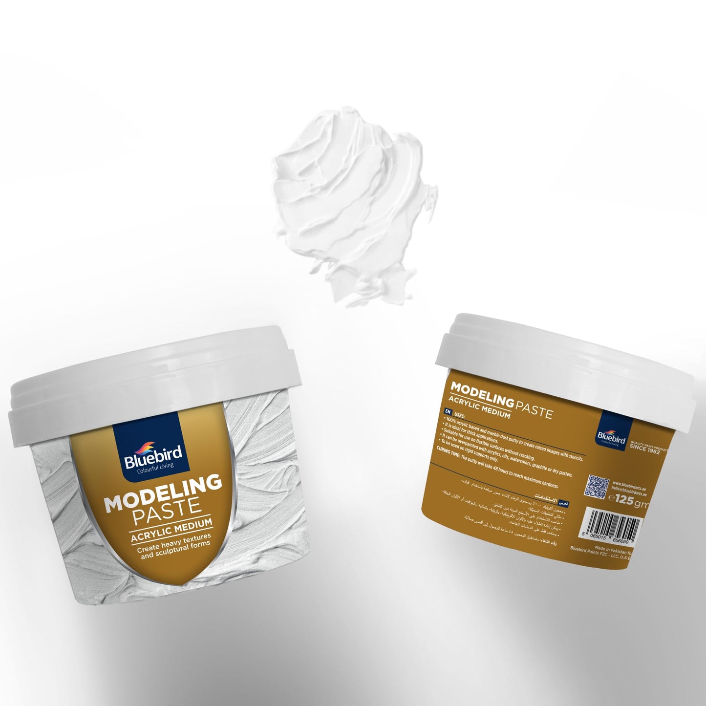 Bluebird Thick Modeling Paste White 5.3 Oz / 150gm - High Density, Acrylic Medium for Texture, Thickness, and Dimension Additive