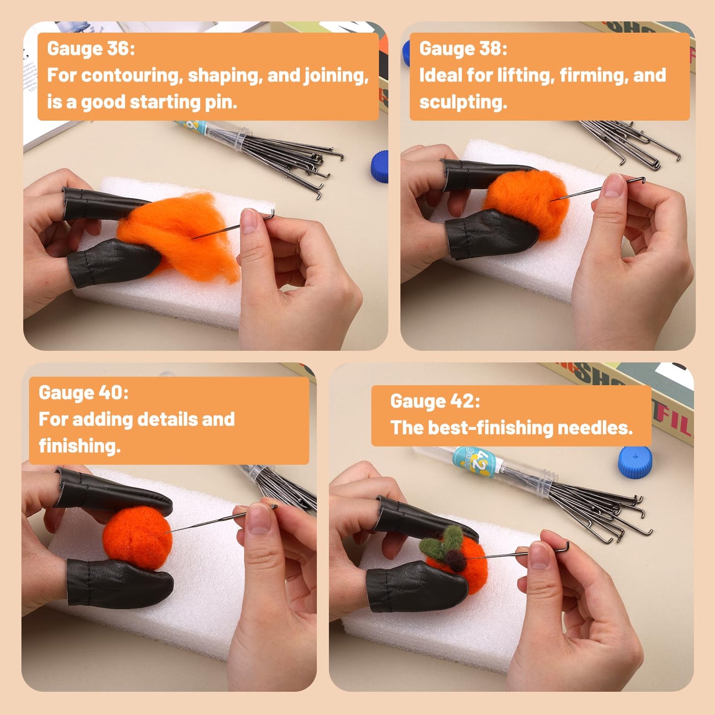 80PCS Needle Felting Needles, 4 Sizes Wool Felting Needles, Needle Felting Tools Supplies Kit with Felting Needles Fingercots Storage Box for DIY Wool Felting Crafts