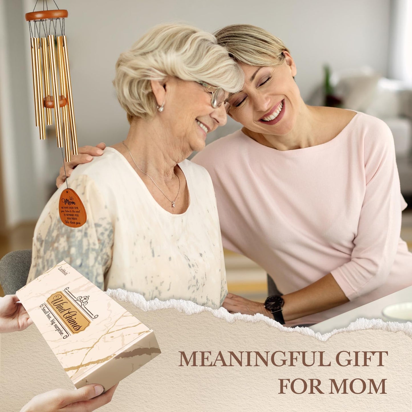 Leebbsin Gifts for Mom, Moms Wind Chimes, Mother's Day Best Gift for Mom, Mother Birthday Gift from Daughter Son, Love Reminder Gifts for Mother's Day Christmas