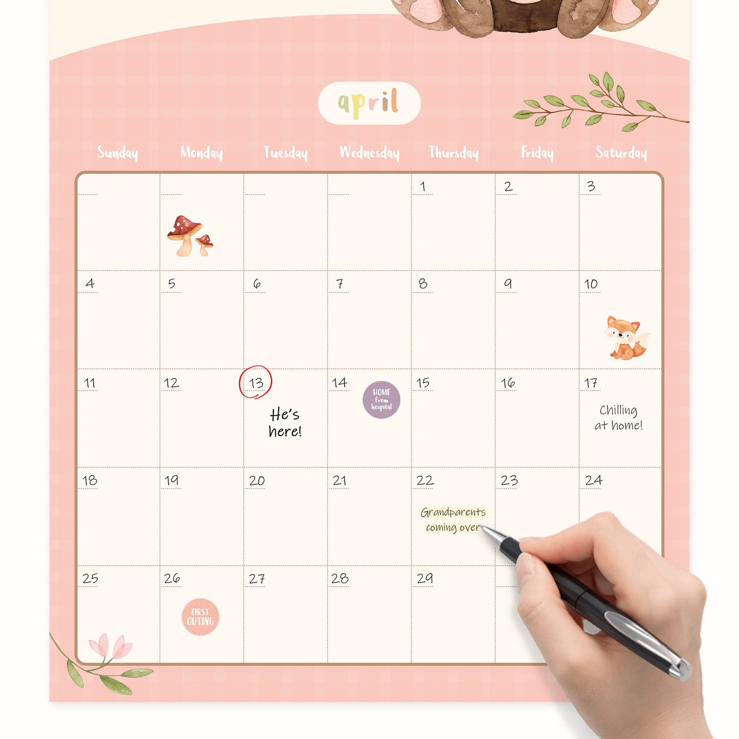 Baby's First Year Calendar by Bright Day - 1st Year Tracker - First Year Book - Journal Album to Capture Precious Moments - Milestone Keepsake for Baby Girl or Boy - Includes Stickers