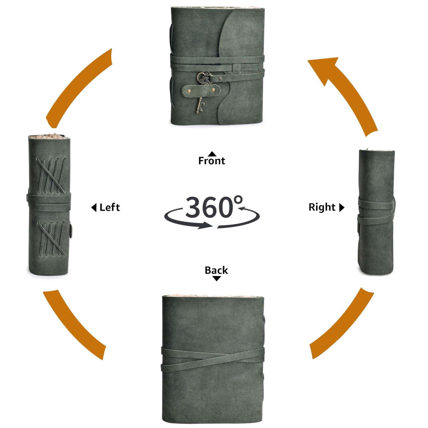 LEATHER VILLAGE Vintage Leather Journal – 200 Handmade Vintage Deckle Edge Paper – Leather bound Journal For Women Men – Vintage Key Closure - Book of Shadows - Aqua - 6X4 inches (A6)