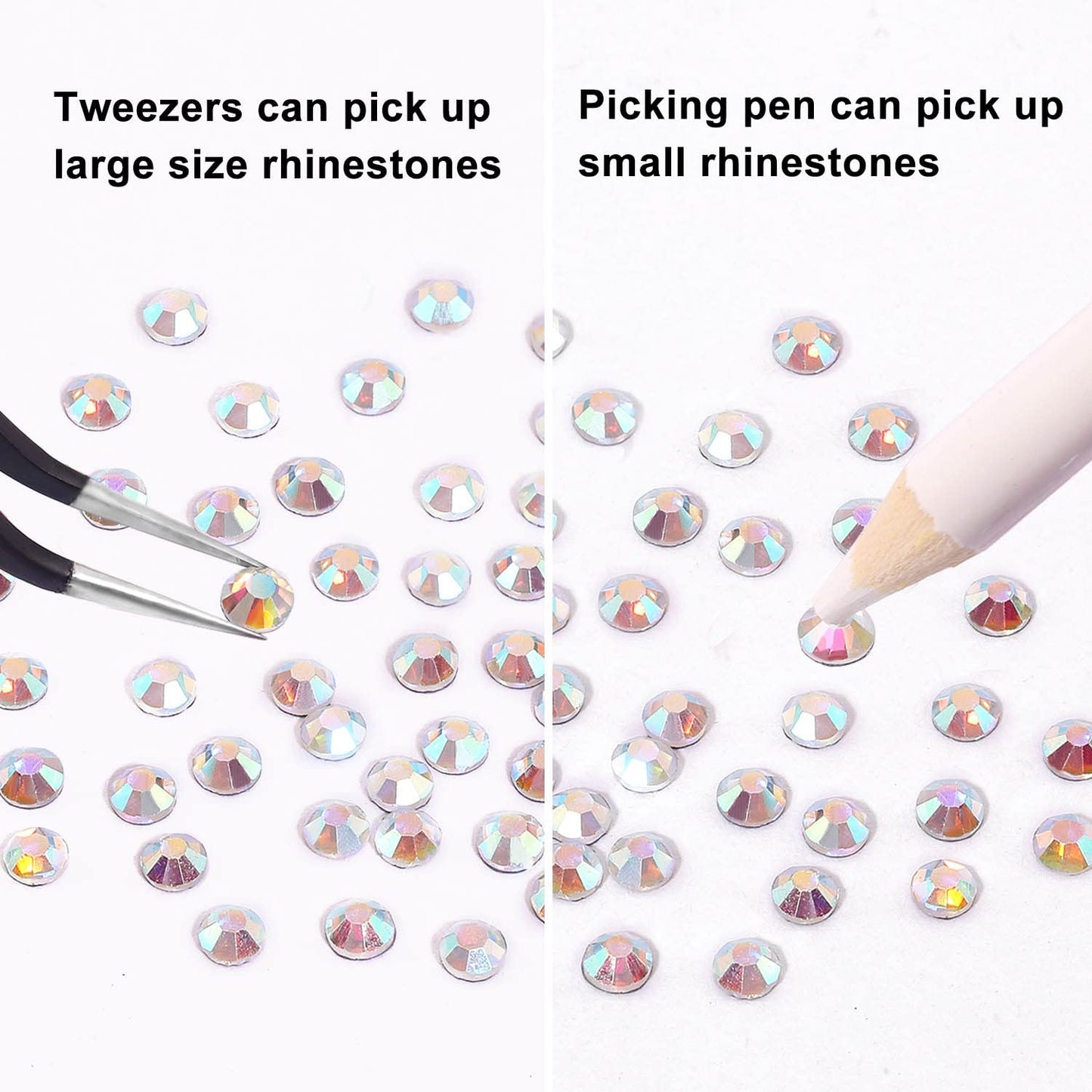 MEIBITE 6796PCS Crystal Ab Hotfix Rhinestones Crystal Stones Glass for Fabric Clothes Shirts Sparkly Flat Back Round with Tweezers and Picking Pen (SS6~SS30 Set)