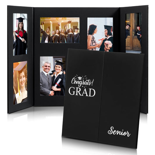 Tellingyou Senior Multi Picture Frame for 4 x 6” Photographs Congrats Grad Class of 2026 Graduation Gifts Graduation Picture Frame Folding Booklet with Slide in Slots 8 Frame for High School Graduates