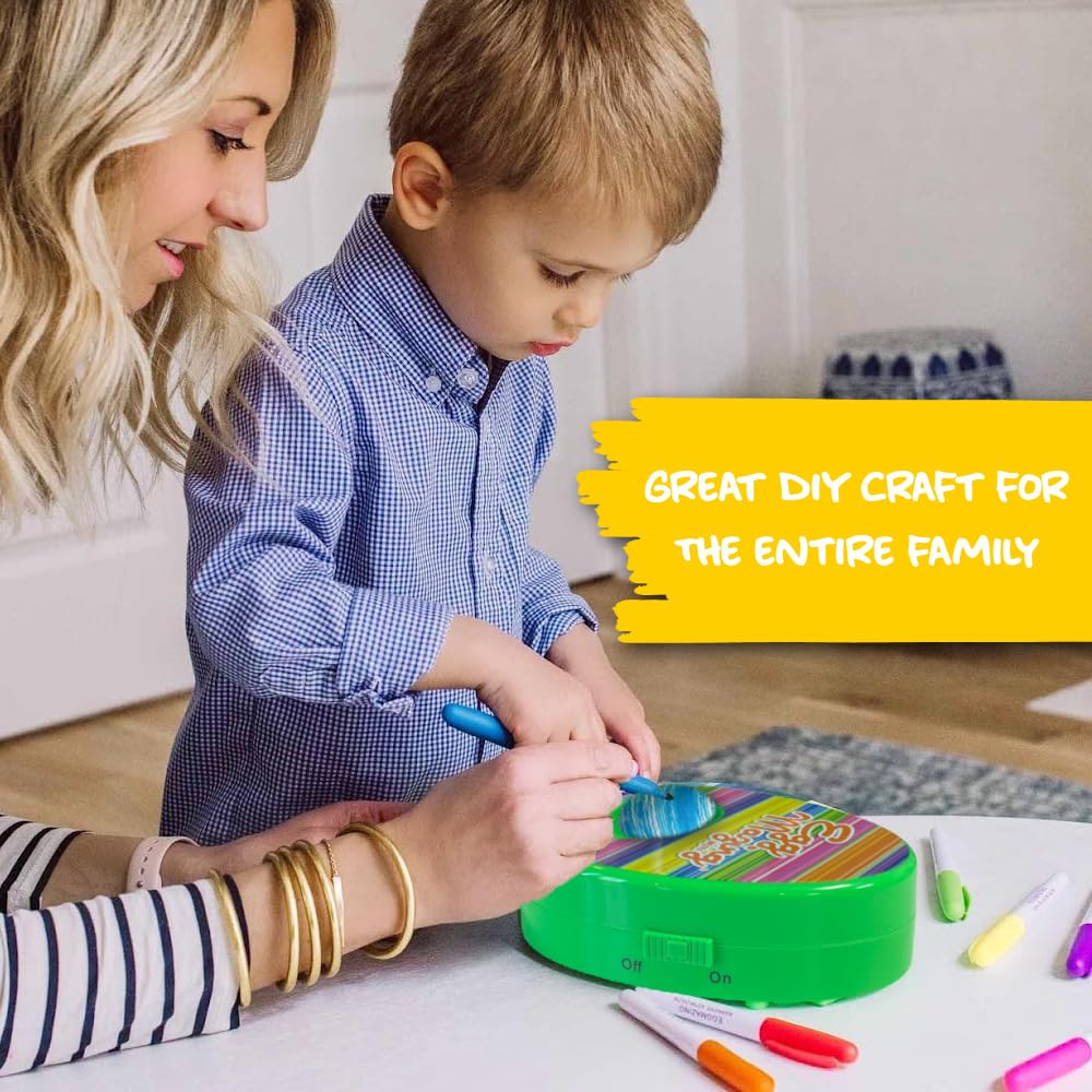 Easter Egg Mini Decorator Kit Arts and Crafts Set - Includes Egg Decorating Spinner and 6 Markers - Ages 3 and Up [Packaging May Vary]