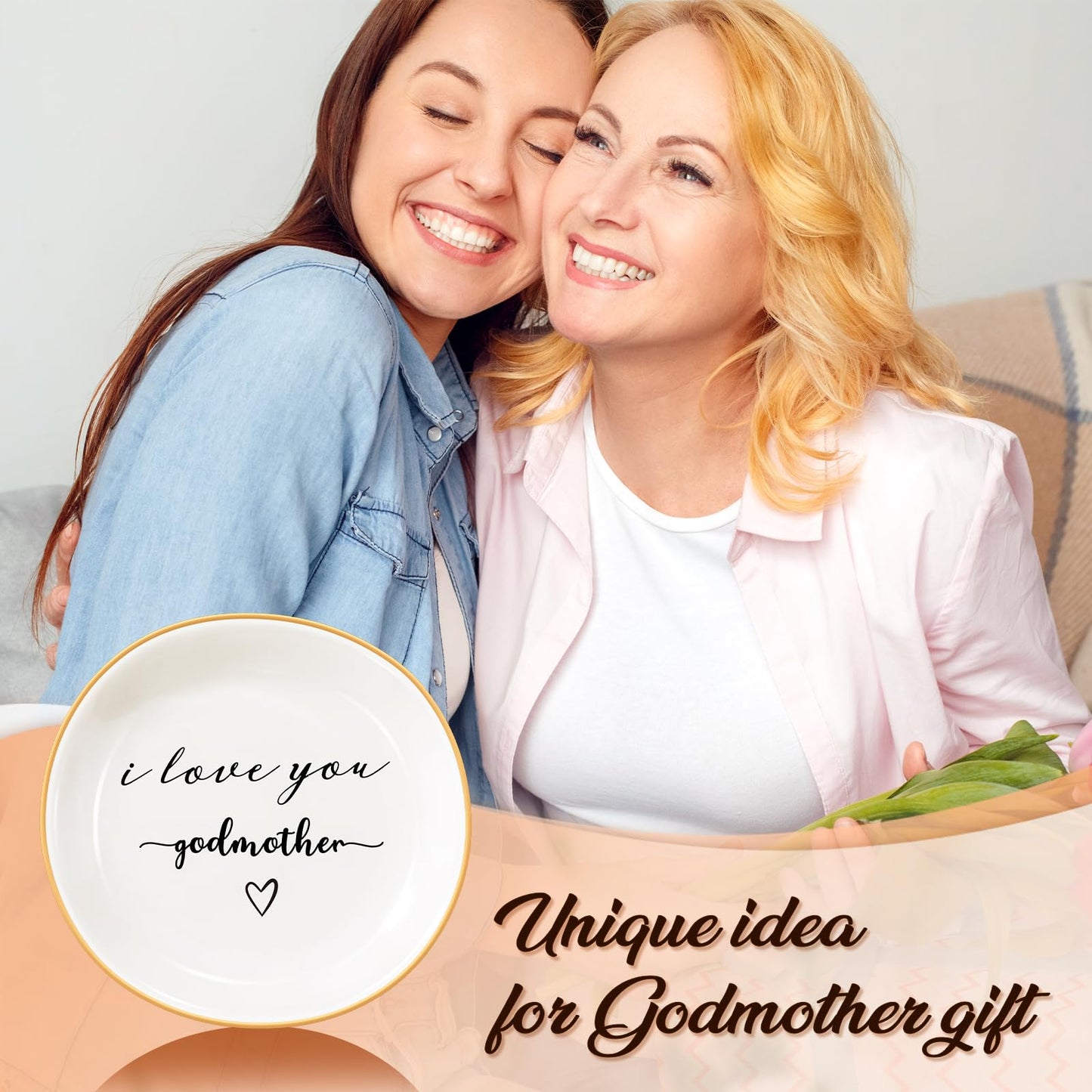 PUDDING CABIN Godmother Gifts: I Love You Ring Dish for Godmother Proposal, Birthday, Mother's Day, Christmas & Wedding