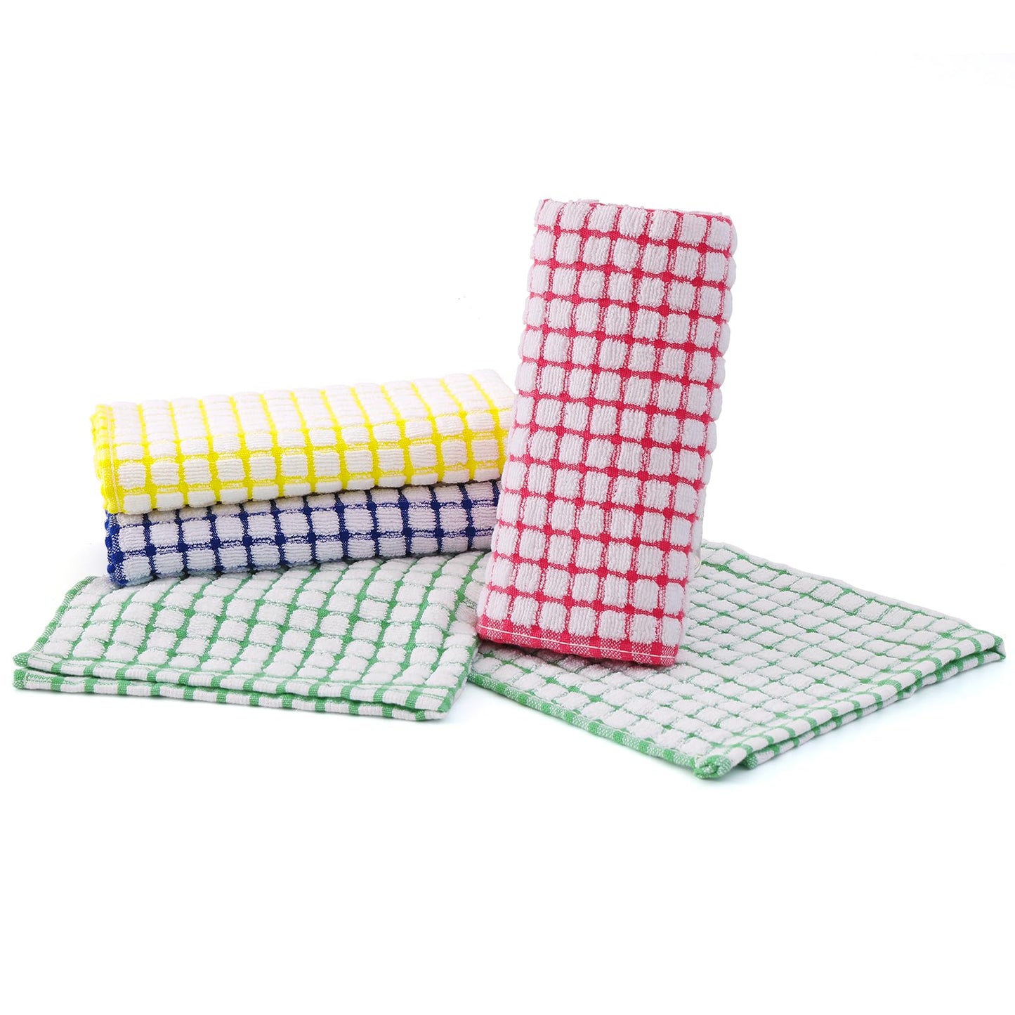 Cotton 8 Pack Terry Kitchen Dish Cloths, 12 x 12 Inches Super Soft and Absorbent Dish Rags, Quick Drying Dish Towels for Washing Dishes, Mixed Color