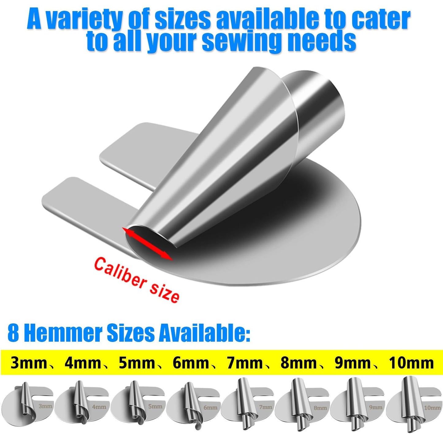 Universal Sewing Rolled Hemmer Foot 4PCS Rolled Hem Presser Foot 7/8/9/10mm Wide Rolling Hem Foot Sewing Machine Presser Feet Hemmer Home Industrial Curved Scroll Hemming Feet