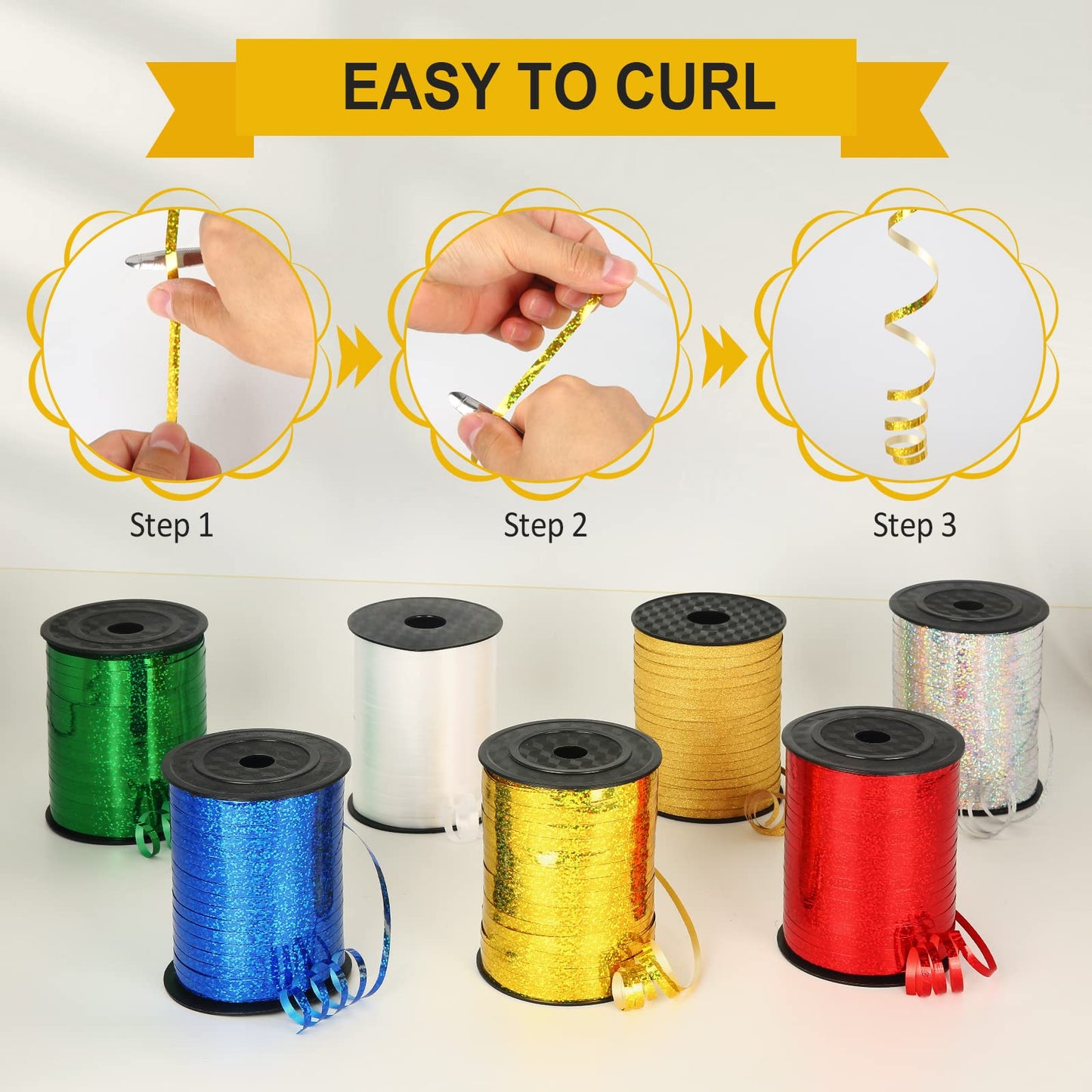 Red Curling Ribbon - 500 Yard Shiny Metallic Curling Ribbon for Gift Wrapping, Balloons, Christmas, Valentine's Day, Birthday