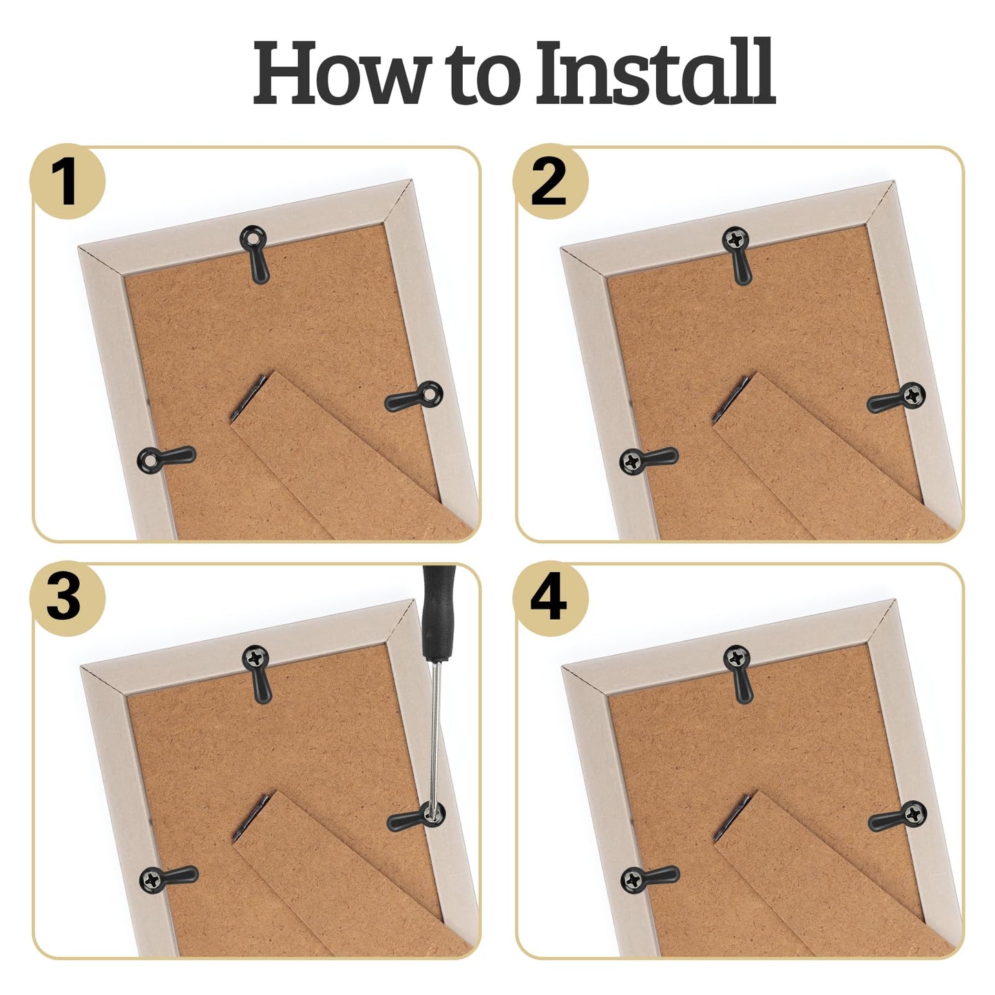 Picture Frame Turn Button Fasteners Set, 100 PCS Picture Frame Backing Clips Photo Frame Hardware Clips with 100 Pieces Screws for Hanging Pictures, Photos, Drawing by PinCute (Black)