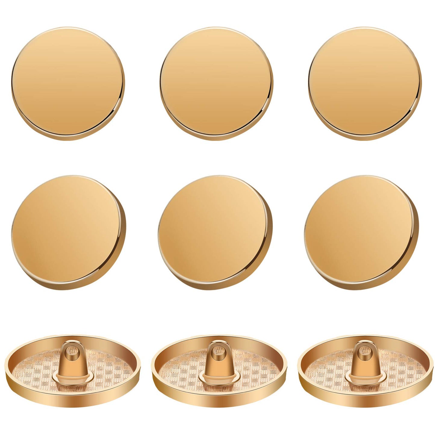 30 Pieces Metal Flat Button Alloy Shank Button Round Shaped Sewing Button Metal Button for Women Suit Woolen Coat Shirt Trousers Sewing Crafts (Gold,25 mm)