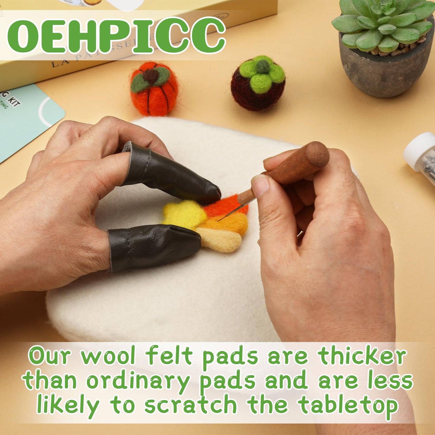 128 Pcs Needle Felting Tools, 6×6 Inch Wool Felting Pad, 102 Pcs Felting Needles, Felting Tools with 3 Size Wooden Handle Holder for DIY Wool Felting Projects