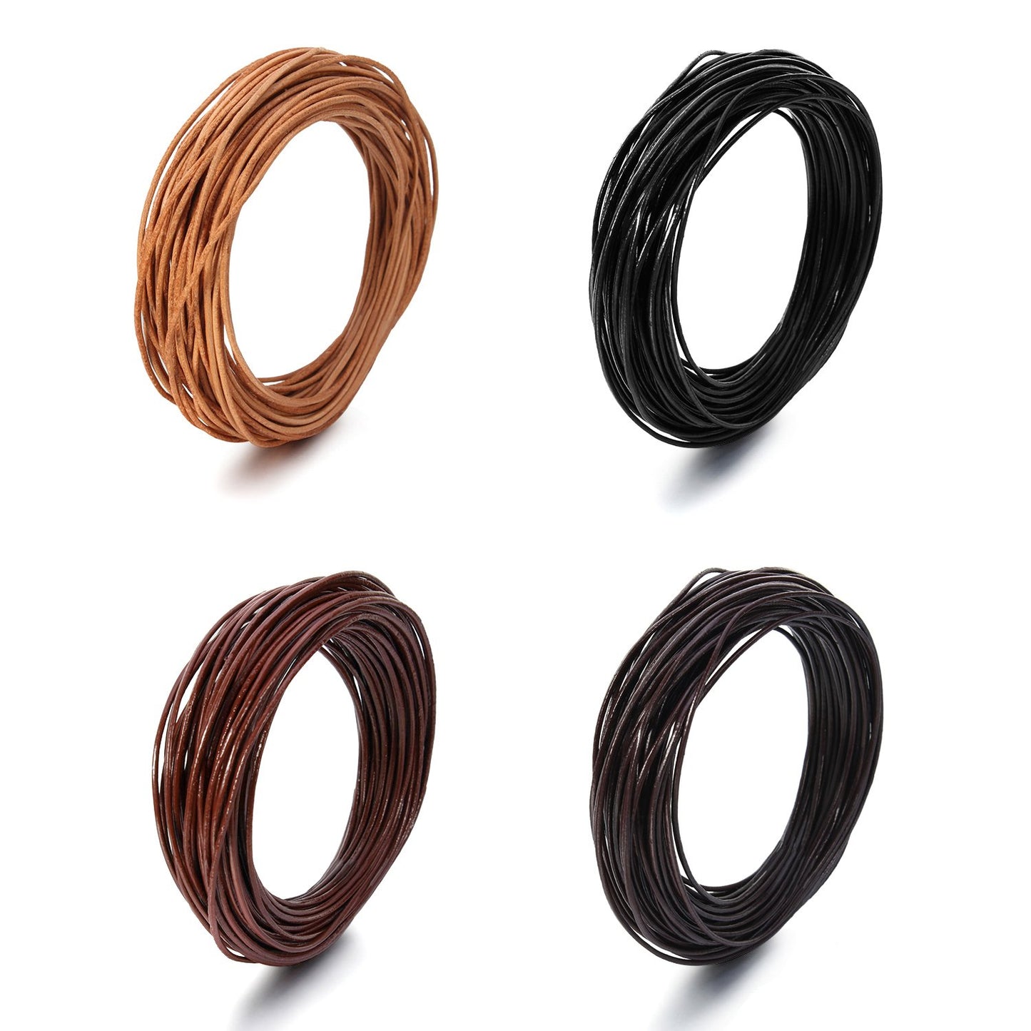 BEADNOVA Genuine Round Leather Cord Natural Leather Strips for Jewelry Making Bracelet Necklace Beading (11 Yards,1.0mm)