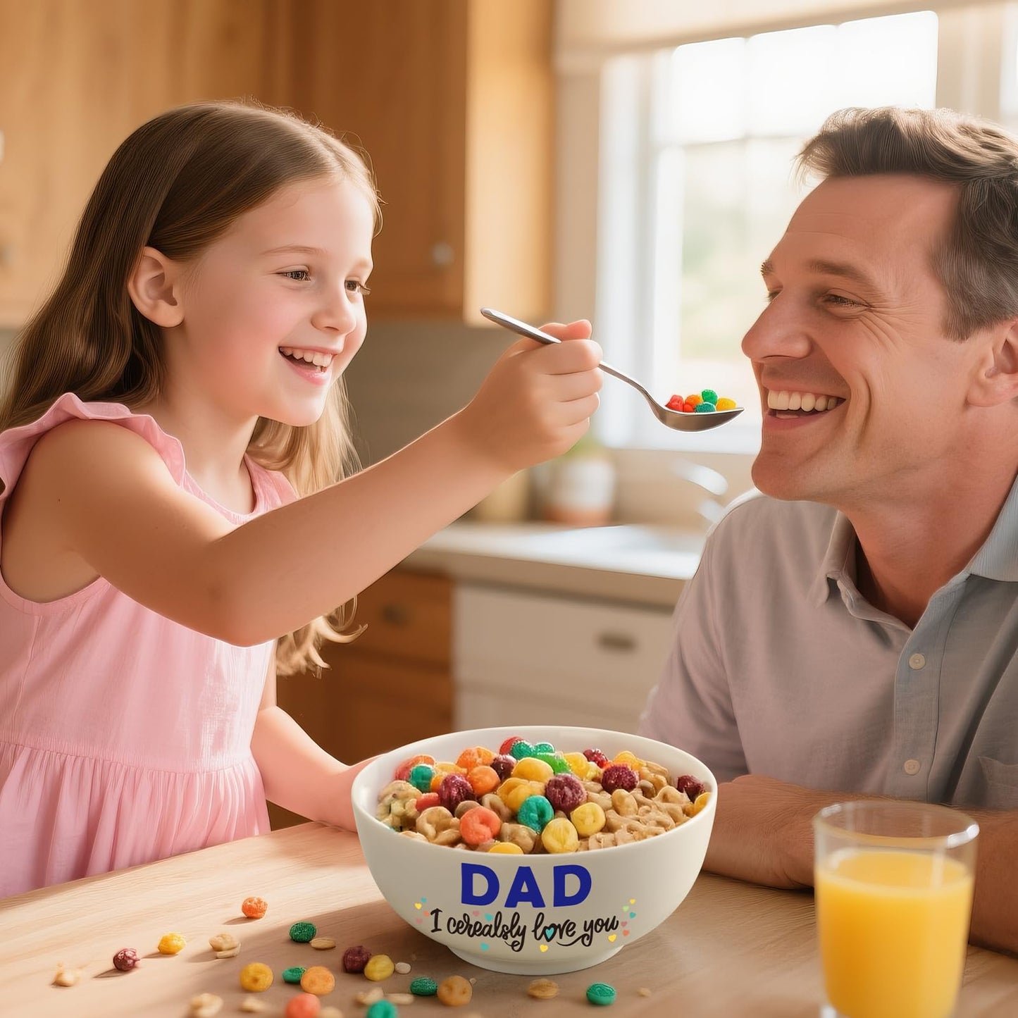 YEUYUQIU Fathers Day Dad Gifts from Daughter - Ideal Father's Day Birthday Gifts for Daddy Father, Dad Cereal Bowl Spoon Set Present for Valentines Father's Day Christmas - Cerealsly Love You Daddy