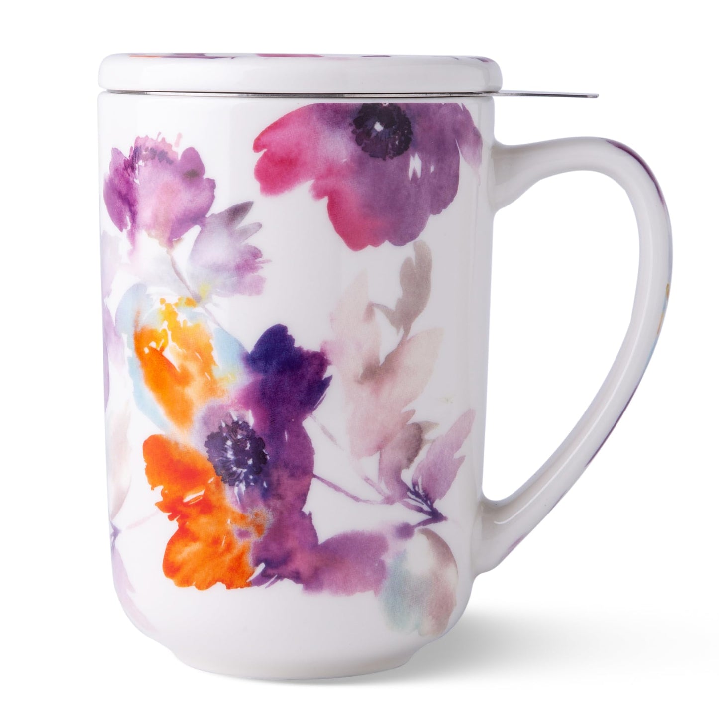 Porcelain Tea Mug with Infuser and Lids, 18 Oz Large Cup Strainer with Bag Holder for Loose Leaf Tea, Steeping Coffee Mug for House-warming Wedding Birthday Gift