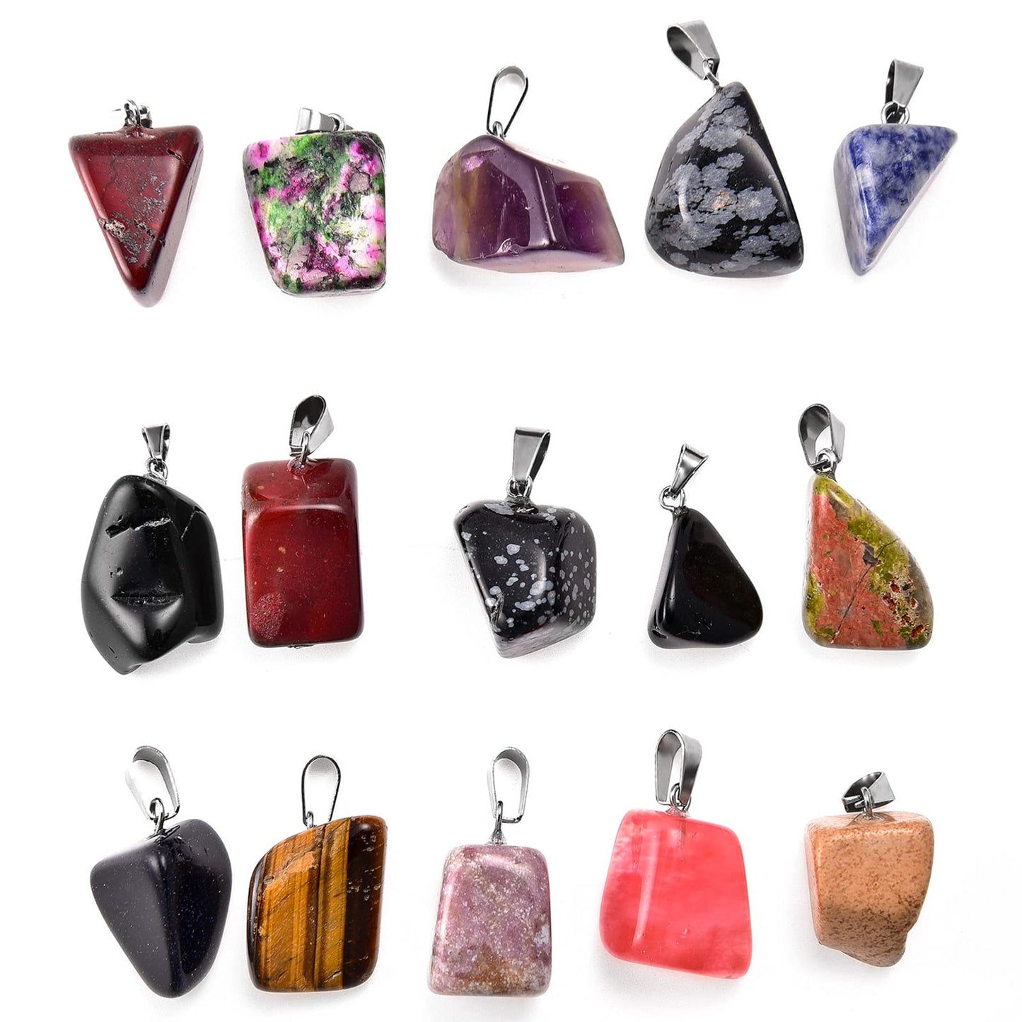 50 Pieces Mixed Stone Beads Crystal Stone Pendants Quartz Charms with Storage Bag for Jewelry Making (Irregular Style)