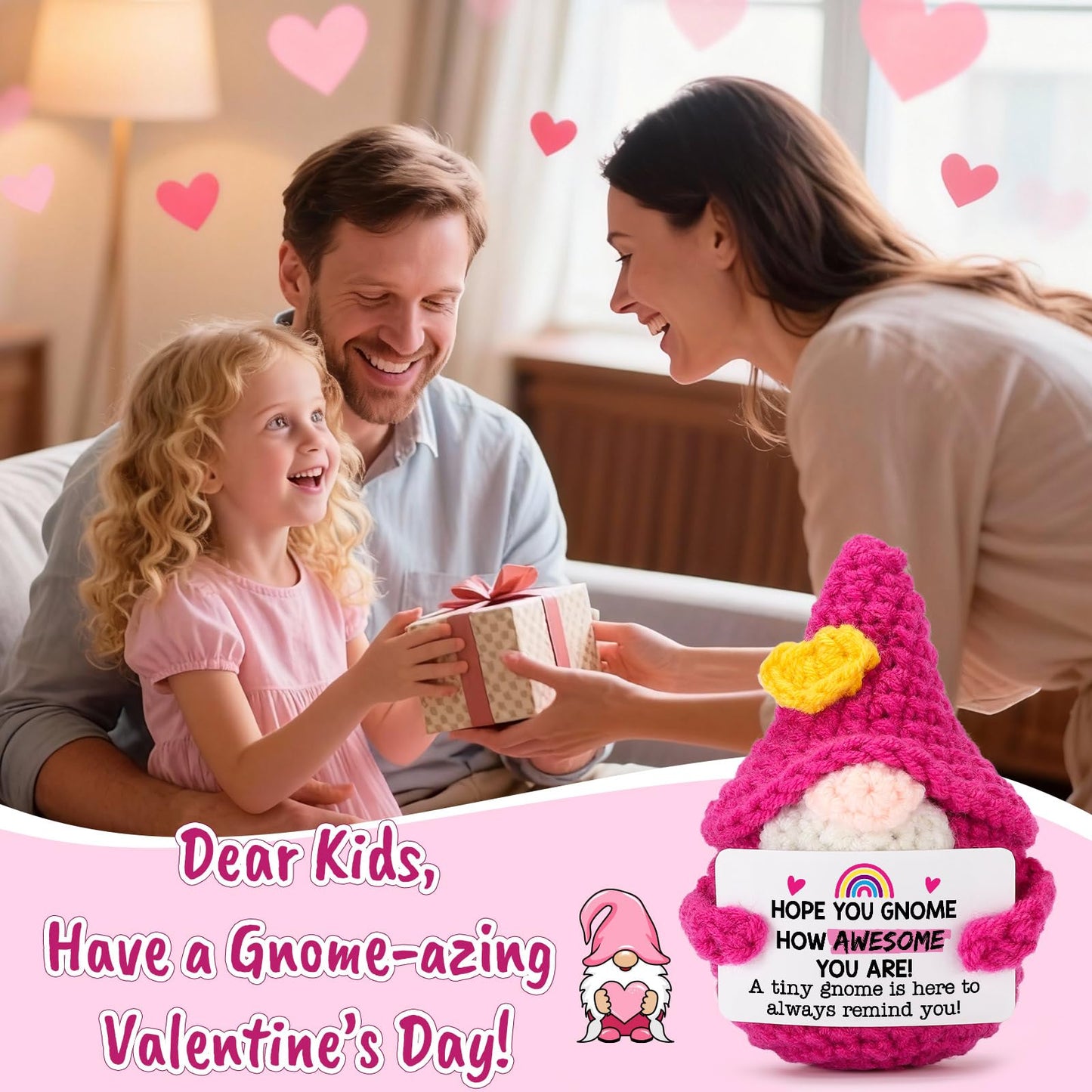 Valentines Gnomes Gifts for Women - Funny Crochet Gnome Valentine's Galentines Day Birthday Inspirational Emotional Positive Support Cheer Gift for Kids Her Teen College Student Best Friend