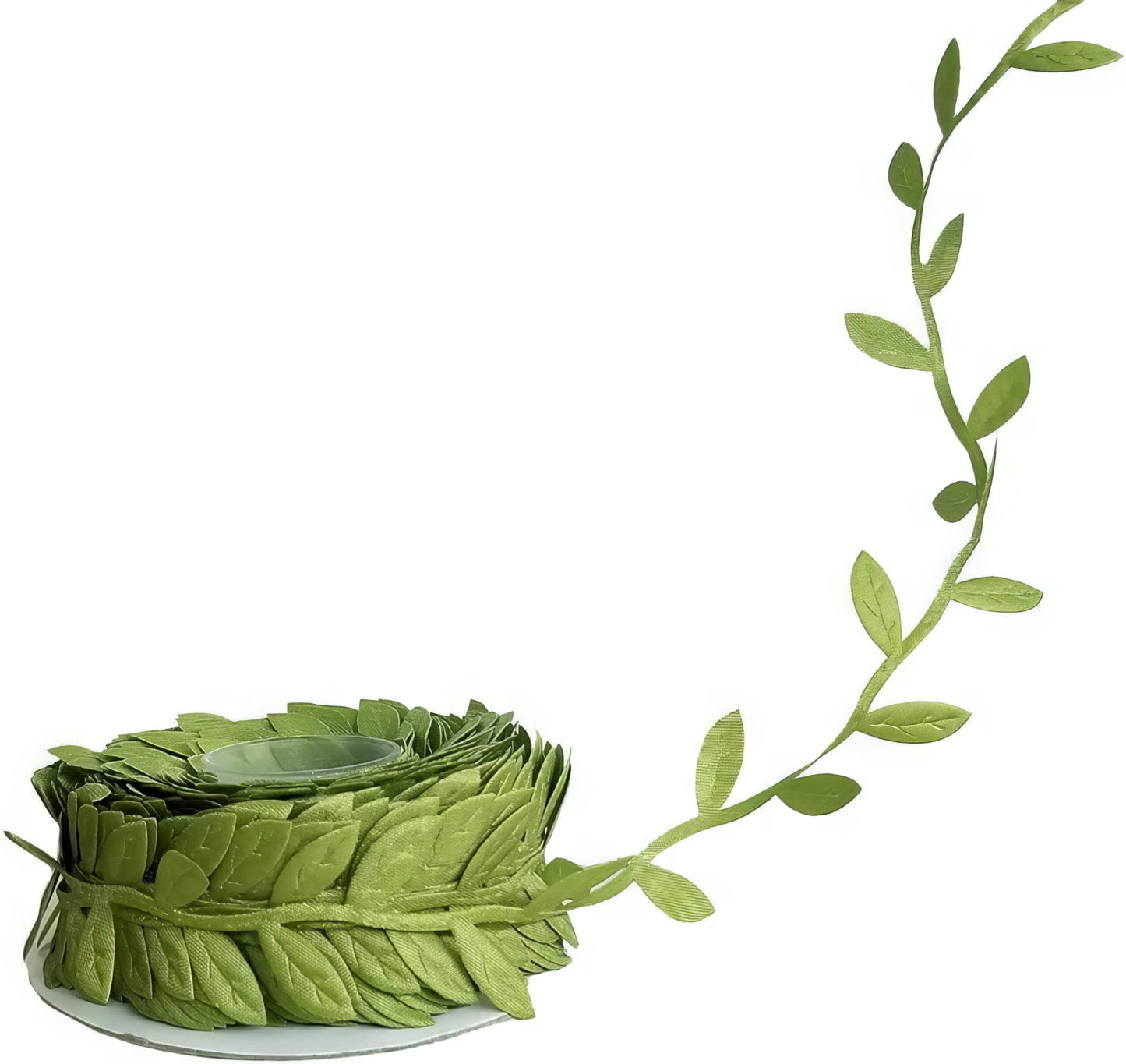 20 Yard Fabric Ribbons Roll Green Leaf Tape 1" Width Artificial Olive Trim Tape for Gift Wrapping Craft DIY