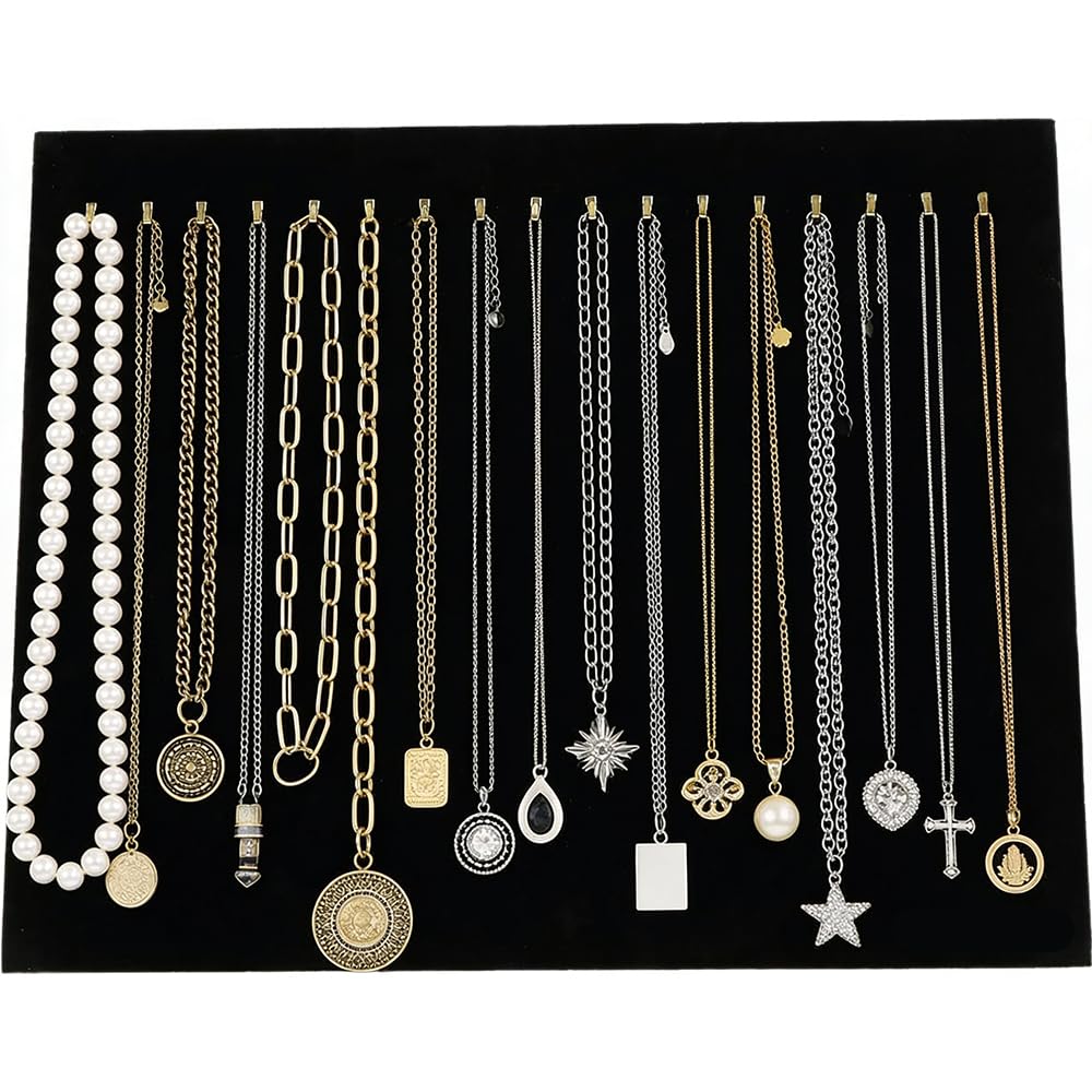 Tinsow 14.7"x12" 17 Hook Necklace Jewelry Tray/Display Organizer/Pad/Showcase/Display case