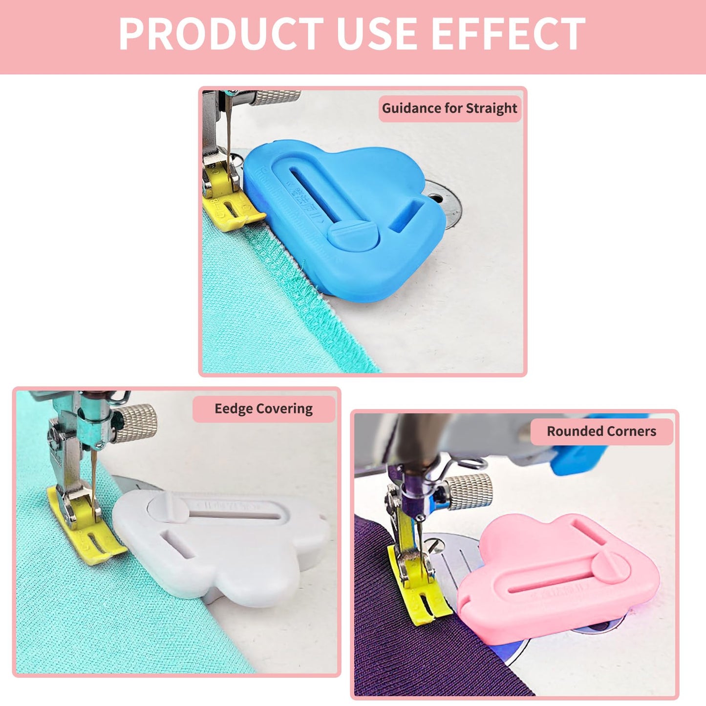 TOOVREN Magnetic Seam Guide for Sewing Machine with Seam Ripper Thread Remover Tool Multifucntional Magnetic Sewing Guide Hemmer with Scale Universal Sewing Supplies and Accessories(White)