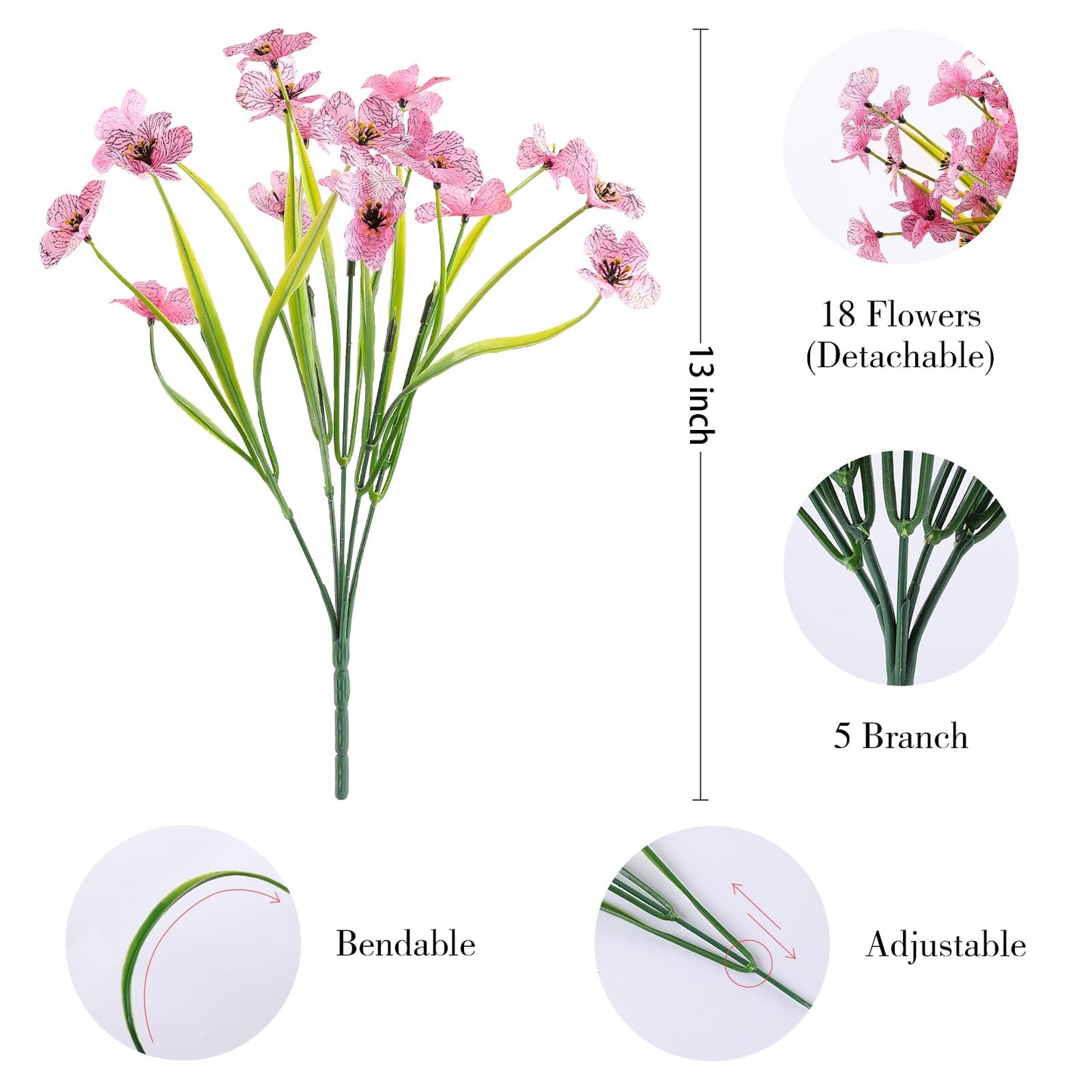 AGIRL 24 Bundles Artificial Flowers for Outdoor,No Fade Fake Plastic Flowers Faux Plants for Decoration Hanging Planters Indoor Outside Garden Porch Window Box Home Wedding Farmhouse