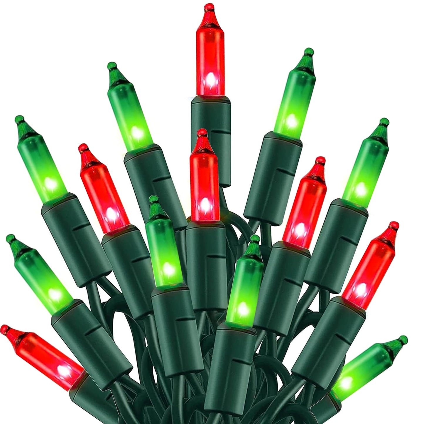 Christmas Mini String Lights, 20FT 100 Count Incandescent Mini Christmas Tree Lights, Waterproof Xmas String Lights for Outdoor Indoor Home Party Yard Decorations, Red and Green
