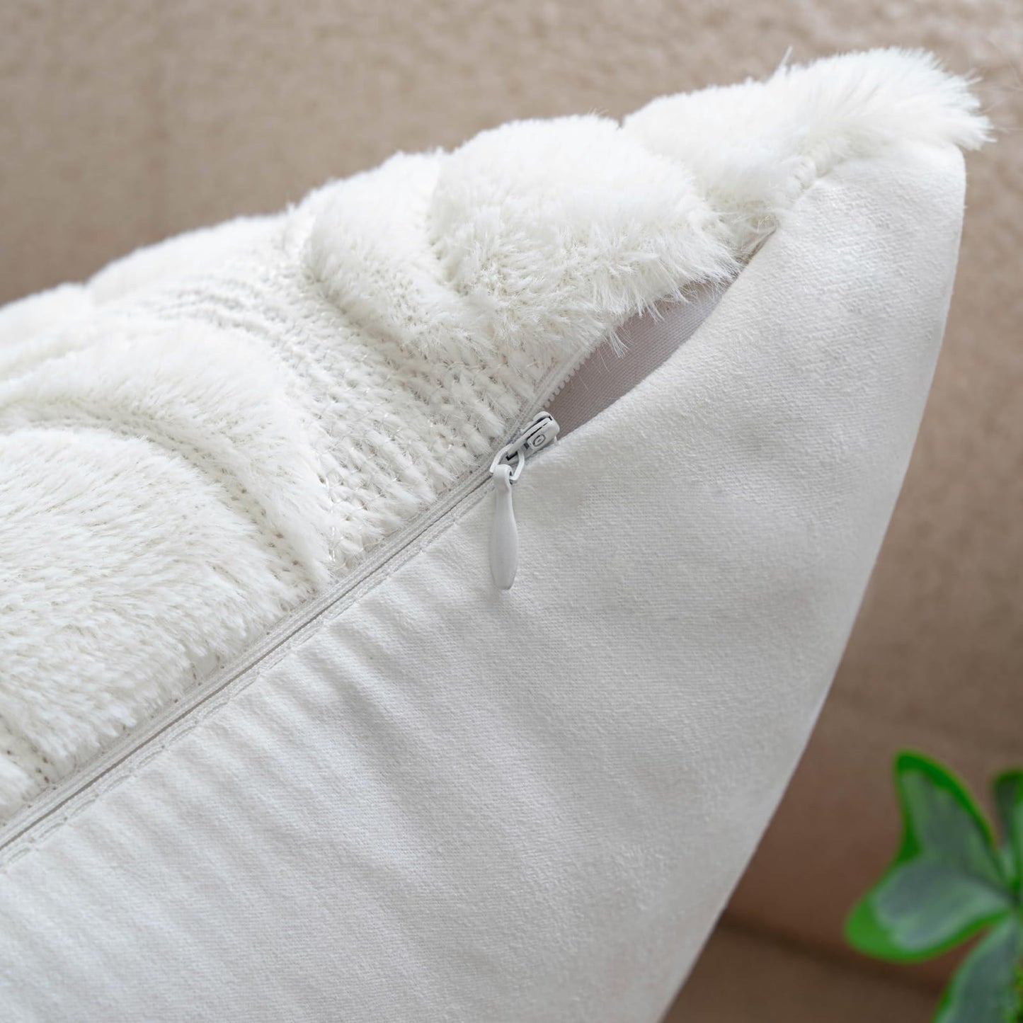 COSIBONO Pumpkin Fall Decorative Throw Pillow Covers 18"x18", Set of 2 Cream White Soft Faux Fur Pillow Covers for Autumn Harvest, Fluffy Plush Accent Pillow Cases for Farmhouse Couch Cushion Covers