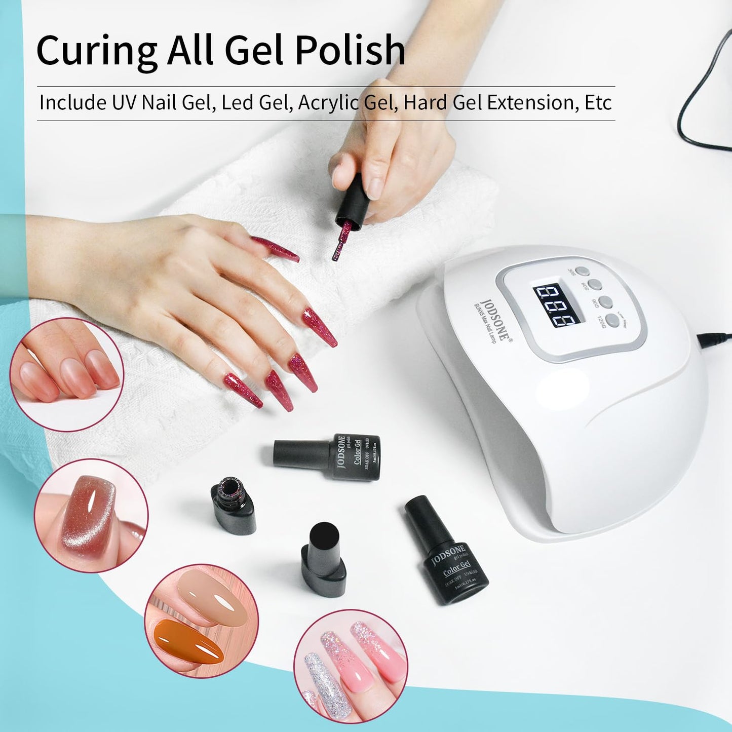 UV LED Nail Lamp, Nail Dryer for Gel Polish, Led Light with Automatic Sensor & 4 Timers