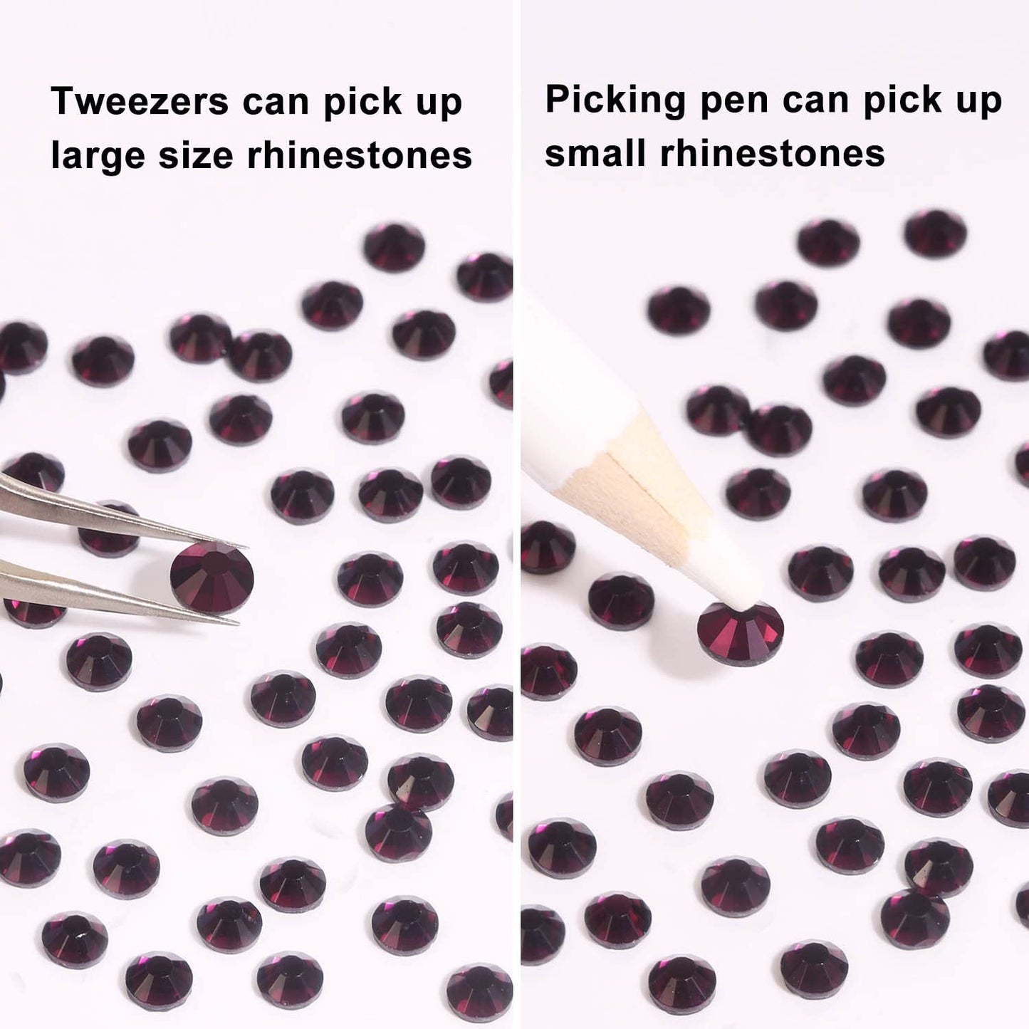 MEIBITE 6796PCS Purple Hotfix Rhinestones Crystal Stones Glass for Fabric Clothes Shirts Sparkly Flat Back Round with Tweezers and Picking Pen (SS6~SS30 Set)