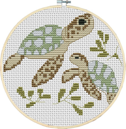 Cross Stitch Kits Little Turtle Looking for Mom 11CT Stamped Patterns Easy Cross Stitching Embroidery Needlework Kit Supplies (Turtle)