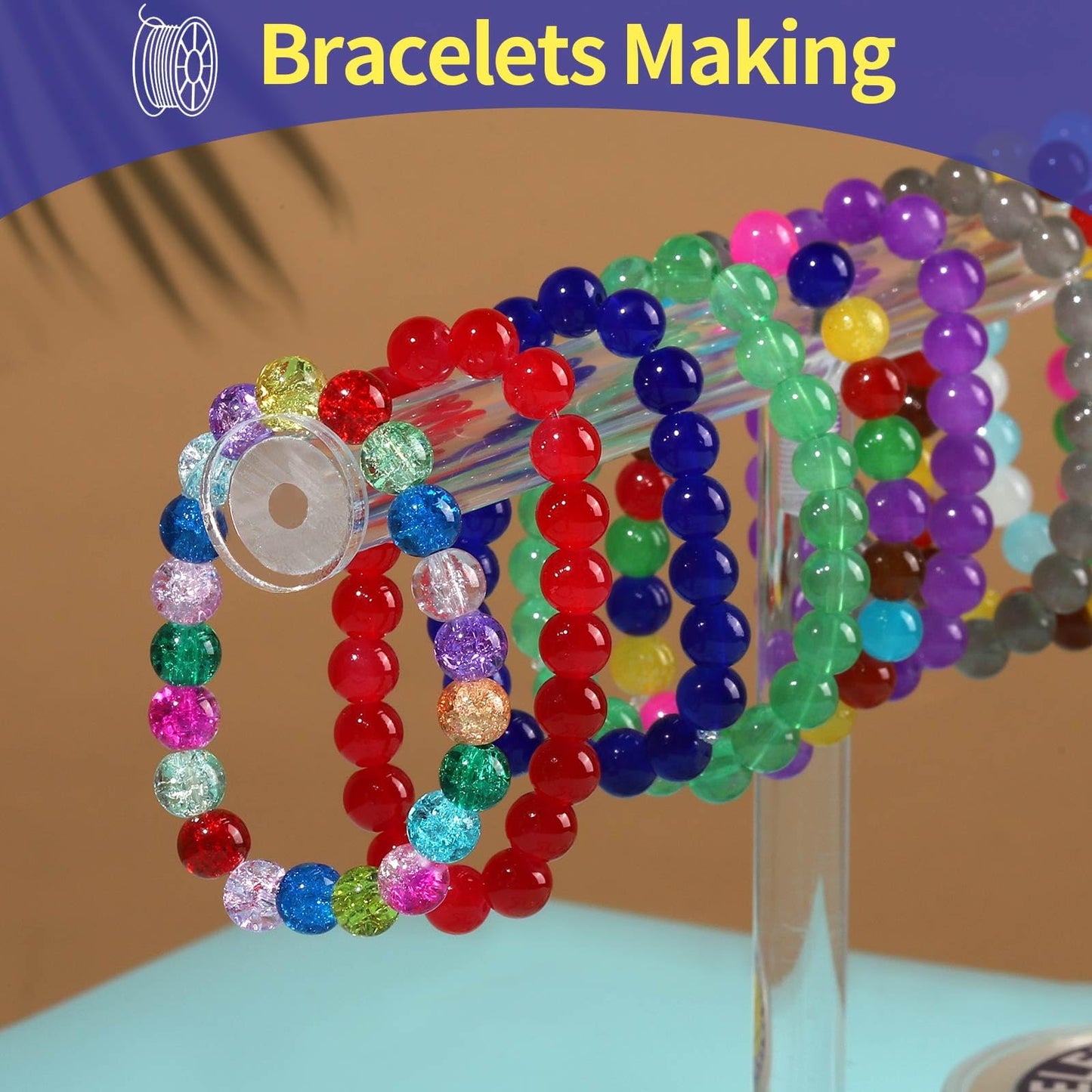 0.8mm Elastic Strings for Bracelets, Crystal Stretch Bead Cord for Jewelry Making, Clear Stretchy Elastic String Cord for Beading, Transparent Thread for Bracelet Necklace Making