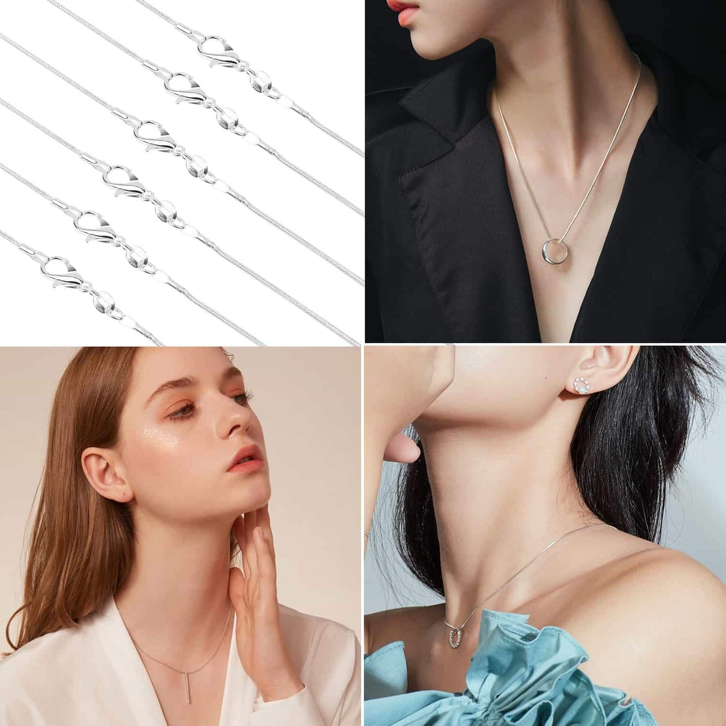 30 Pack Chains for Jewelry Making, Paxcoo Necklace Chains Bulk Silver Plated Snake Chains for Necklace Jewelry Making, 1.2 mm (22 Inches) (22 Inches)