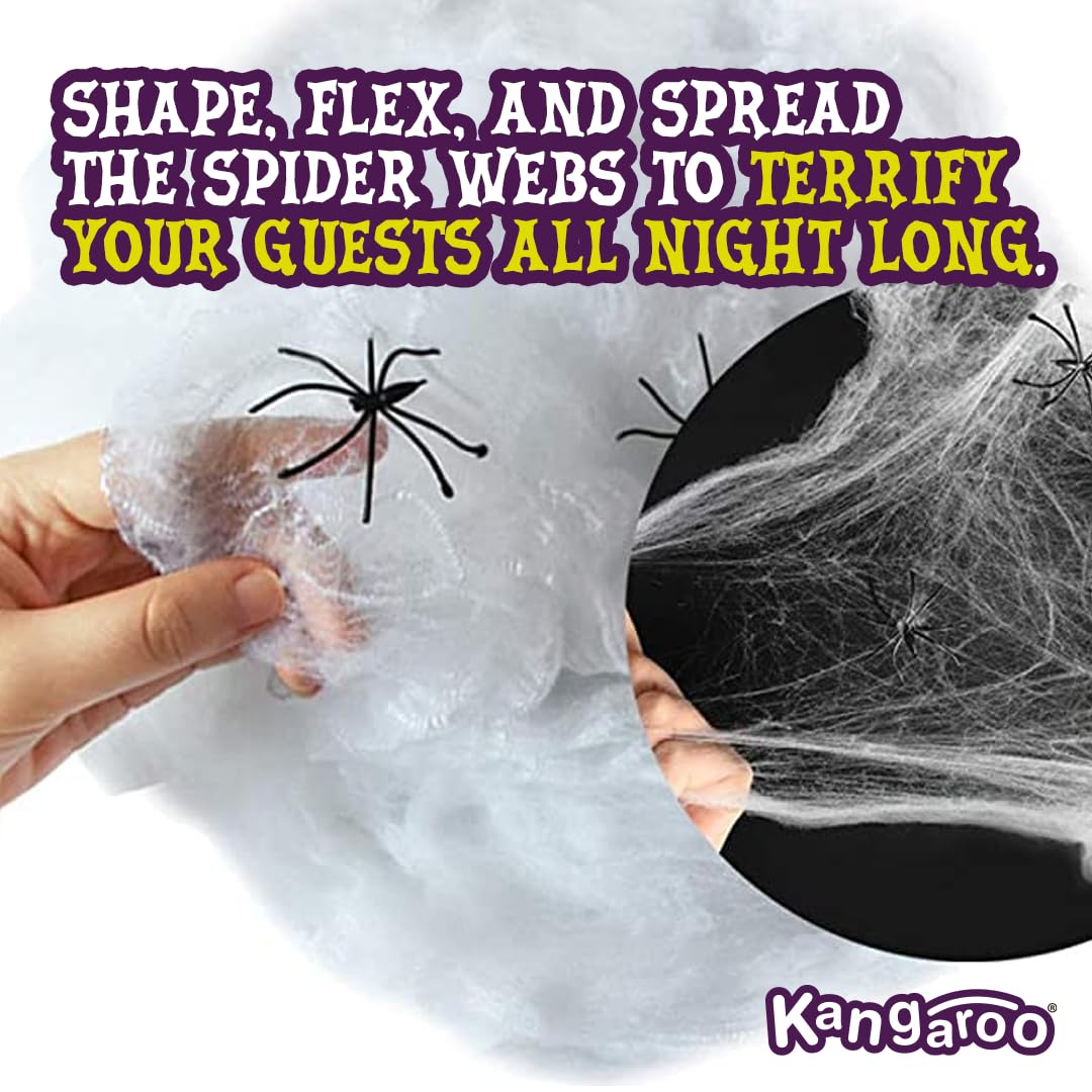 Halloween Spider Web, Spooky 200 sq. ft. Cobweb Halloween Party Decorations, Spider Webs, Spider Web Decoration, Spider Webs Halloween Decorations, Spider Webs & Fake Spiders for Halloween Decorations