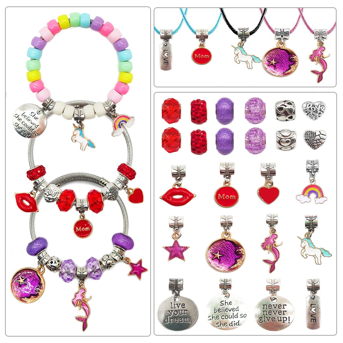 leitait Girls Toys Bracelet Making Kit - 3000pcs Charm Jewelry Making Kit Supplies,Easter Basket Stuffers,Unicorn/Mermaid Crafts Birthday Gifts for Girls Ages 5 6 7 8 9 10 11 12 Years Old