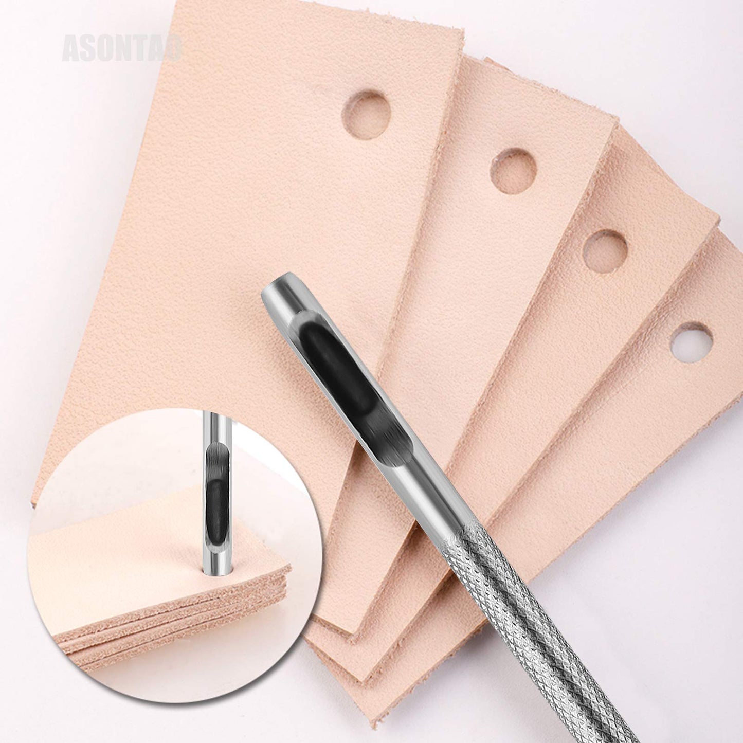 6PCS Hollow Leather Hole Punch Set (1.5mm-4mm) for Belts, Watch Bands, Leather Craft, Round Hole Punch Tool for Belt, DIY, Leatherworking, Repair Tools -ASONTAO