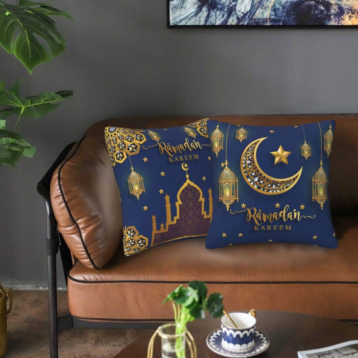 Senheol Set of 2 Ramadan Kareem Throw Pillow Cover 18x18 Inch, Gifts for Couch Pillows, Decoration