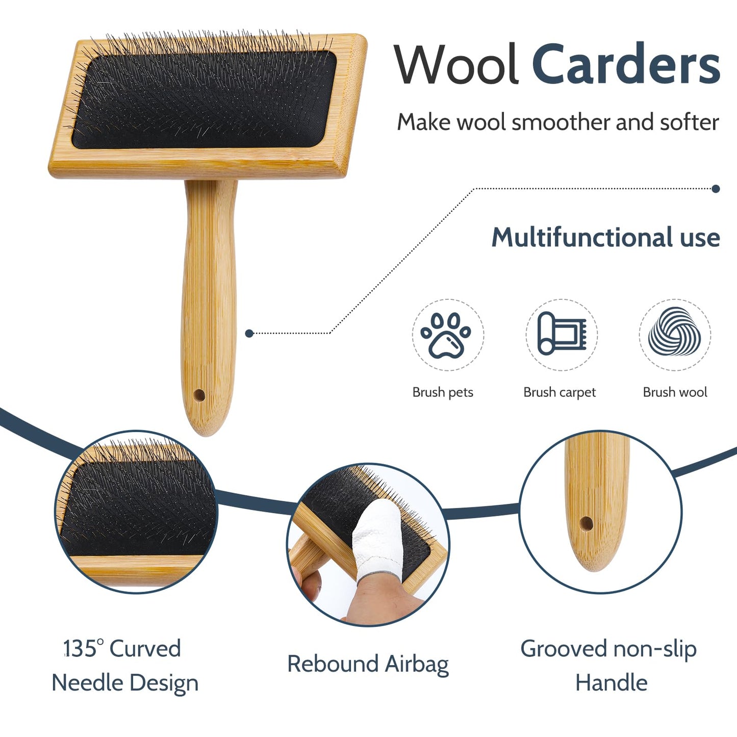 Needle Felting Kit Tools, 10"x 8" Felting Pad,Wooden Wool Carders, 34 Pcs Felting Needles, Felt Kit Supplies Include Storage Bag for Beginners DIY Wool Craft