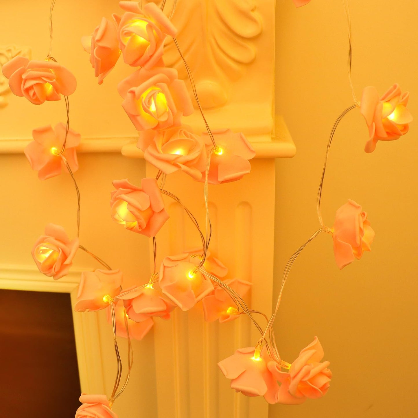 30 LEDs Valentine's Day Rose Flower String Lights,Battery Powered Lighting Pink Rose Decoration for Valentine's Day Mother's Day Wedding Party