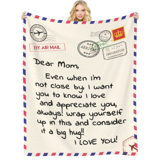 Throw Blankets Anniversary Birthday Gift for Mom from Daughter Son, Dear Mom Blanket for Mother's Day, Super Soft Flannel Throw Blankets for Christmas Valentines Day for Bed Couch(50x60)