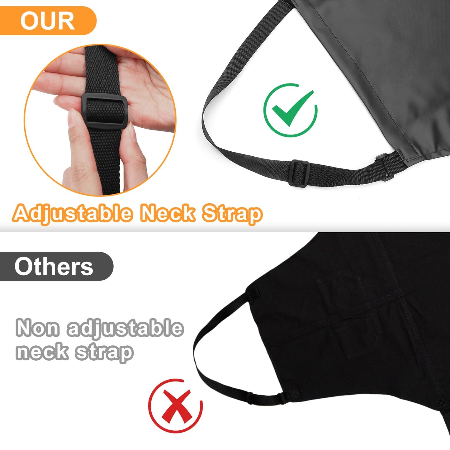 4 Pack Waterproof Rubber PVC Apron Adjustable Dishwasher Apron-Women Men Heavy Duty Work Apron for Dishwashing Chemical Lab Butcher Grooming Black