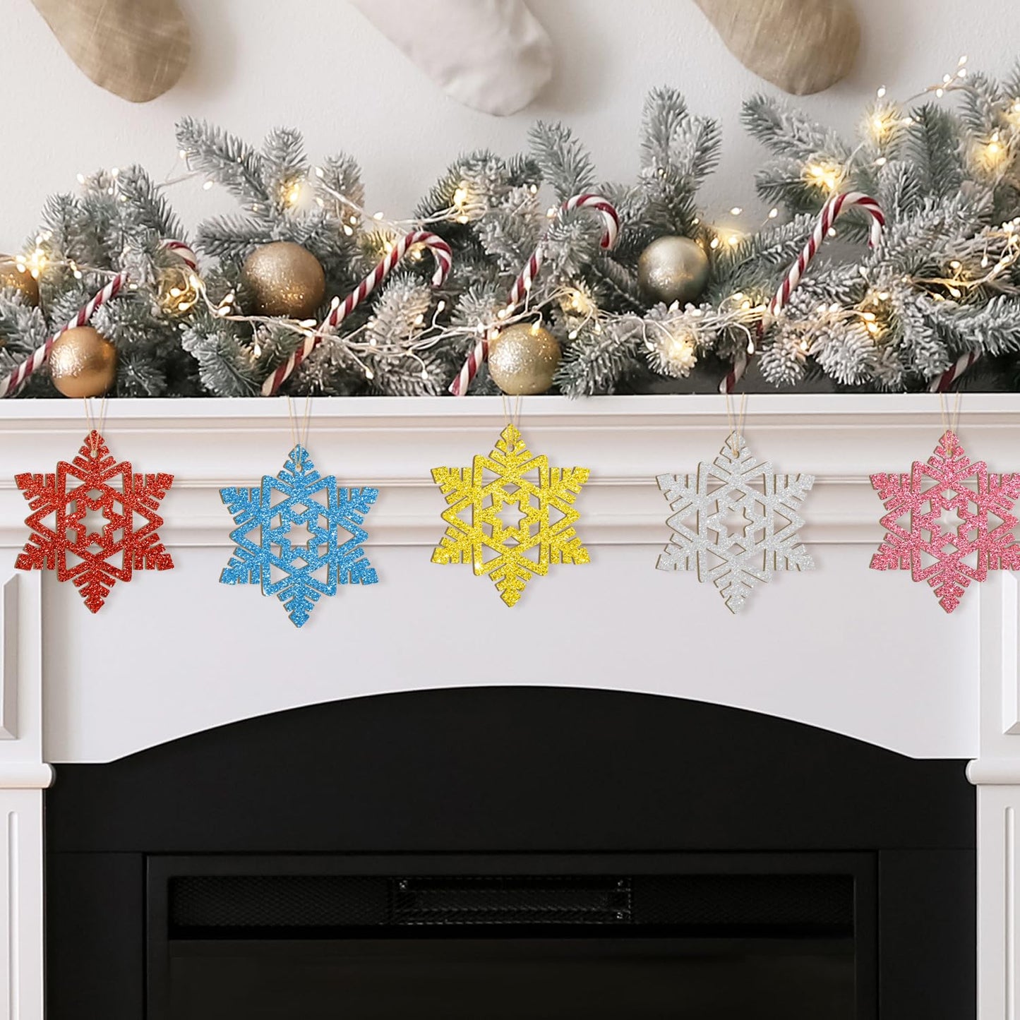 Wooden Snowflake Ornaments to Paint - Christmas Winter Decoration Cutouts Unfinished 24PCS 3.5 Inches, DIY Blank Tree Ornament for Home Snowflakes Crafts Hanging