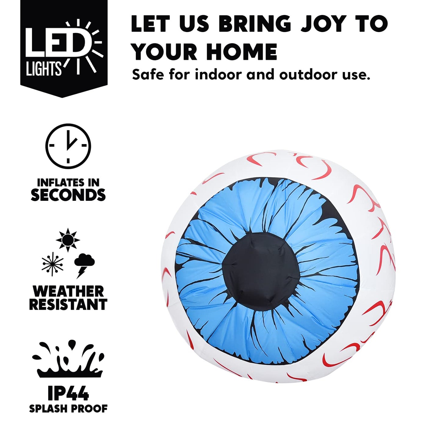 3Ft Halloween Inflatable Large Set of Eyes, Light Up Eyeball with Build-in LEDs, Blow Up Inflatable for Halloween Party Indoor, Outdoor, Yard, Garden, Lawn Decorations for Yard (Blue)