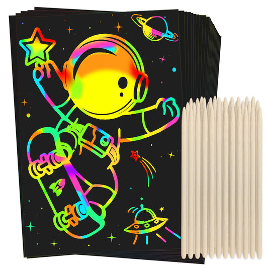 ZMLM Scratch Rainbow Art Paper Set - 100Pcs Magic Scratch Off Art Craft Supplies Kits for Kids Girls Boys Black Scratch Notes Sheet Doodle Pad for Fun DIY Toy Return Gift Birthday Party Favors