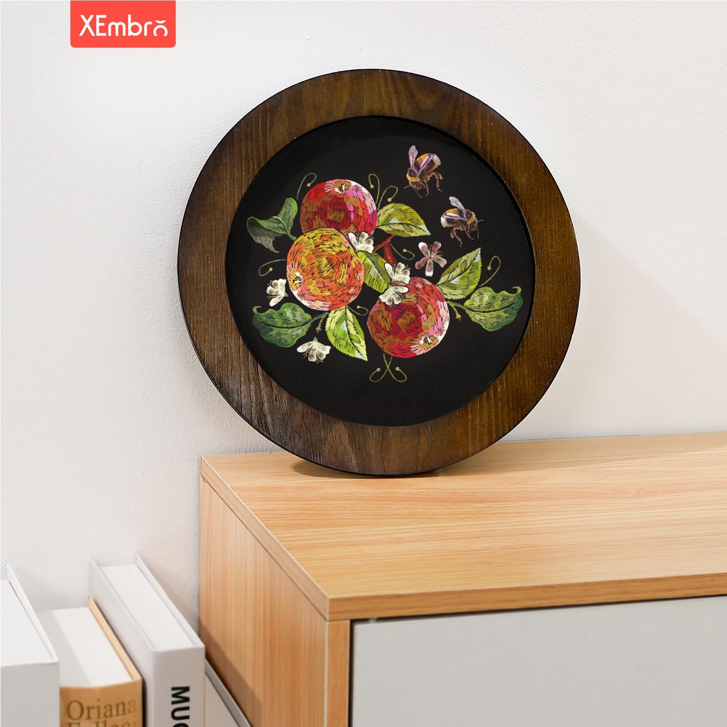 8 Inch Wood Embroidery Hoop Frame for Hanging Sewing Ornaments, Decorative Round Embroidery Frame for Display Finished Embroidery & Cross Stitch Arts