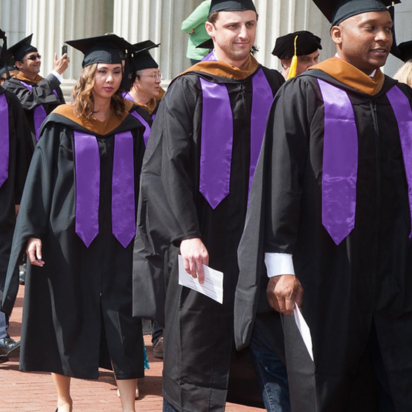 GraduationMall Unisex Adult Plain Graduation Stole 60" Purple