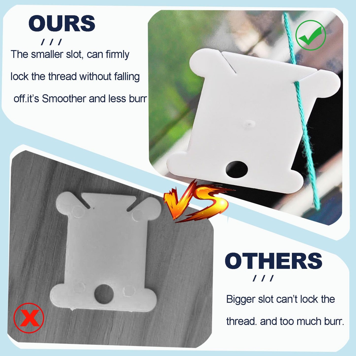 300 Pieces Plastic Floss Bobbins for Cross Cotton Thread Craft DIY Sewing Storage, Thread Organizer Holder, Embroidery Thread Cards Cross Stitch Bobbin, White