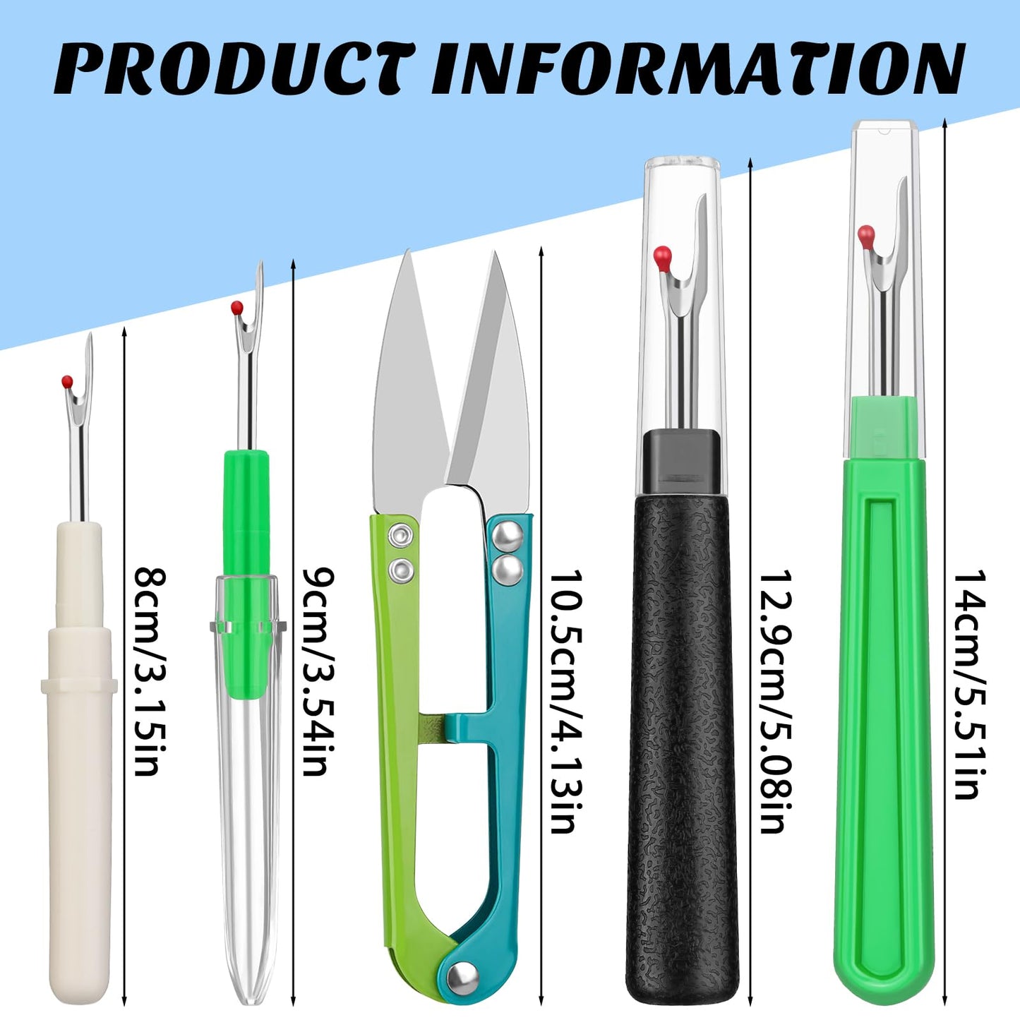 Seam Rippers for Sewing, 2 Big and 2 Small Stitch Remover Tools, Thread Ripper with Thread Snips for Sewing and DIY Craft