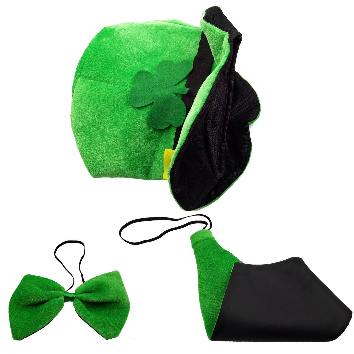 St. Patrick's Day Party Costume Suit Hat, Bow, Bow Tie, Beard, Scarf (Hat, Beard, Tie, Bow tie)