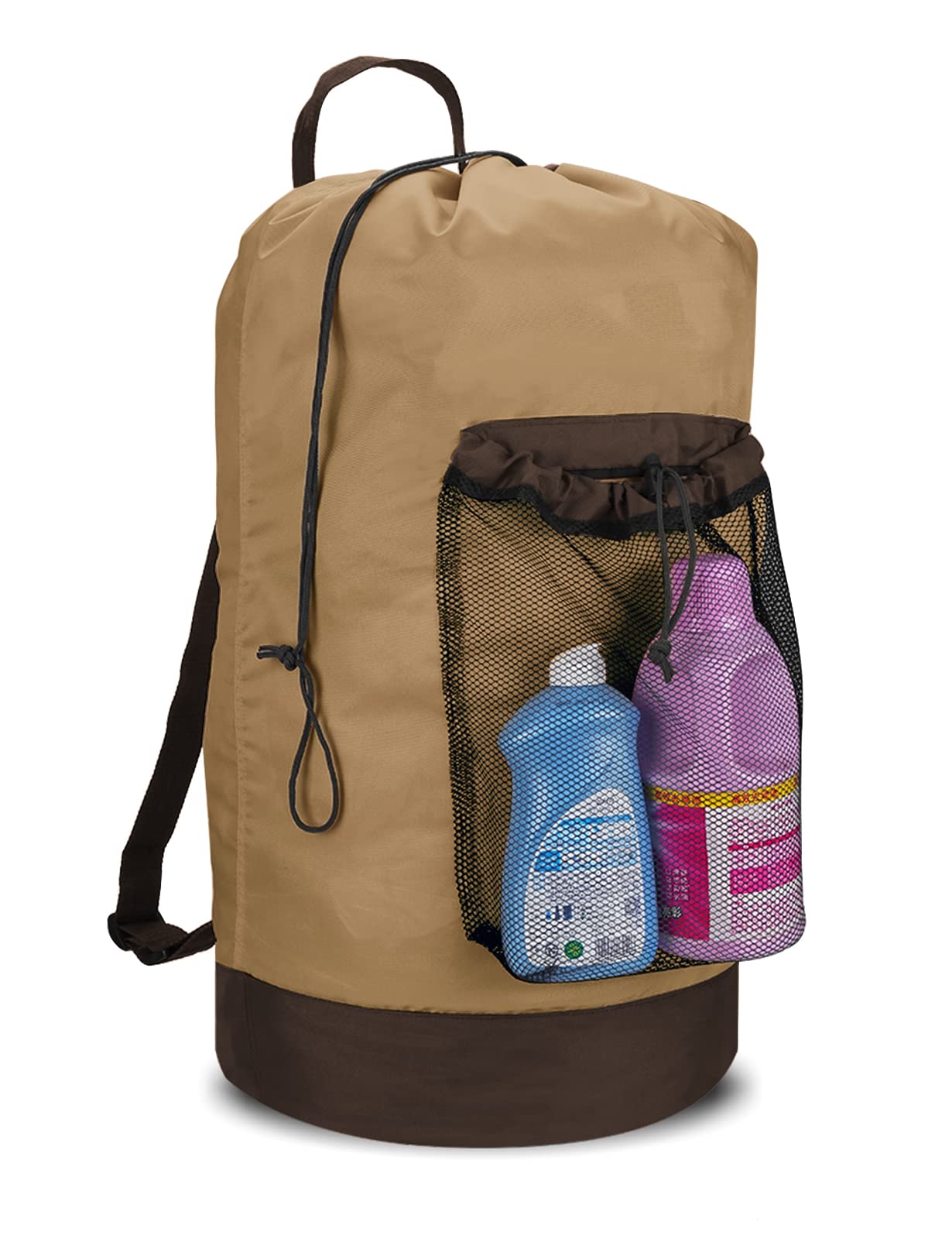 Backpack Laundry Bag, Laundry Backpack with Shoulder Straps and Mesh Pocket Durable Nylon Clothes Hamper Bag with Drawstring Closure for College, Travel, Laundromat, Apartment