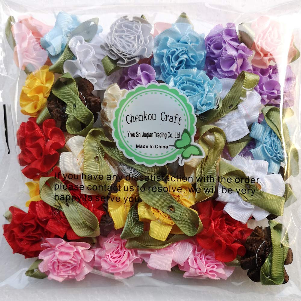 Craft 40pcs Ribbon Flowers Bows Carnation Appliques Sewing Craft (Multi)